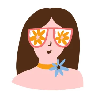 😎 donna, fiore, occhiali da sole, floreale, boho, ragazza, estate telegram sticker
