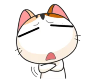 😑 chat, dessin animé, emoji, autocollant, contrarié, déçu whatsapp sticker