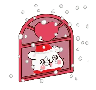 🤩 hámster, navidad, invierno, fiesta, lindo, nieve, corazón, ventana whatsapp sticker