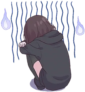 😥 грустный, аниме, дождь, эмоциональный, депрессивный telegram sticker