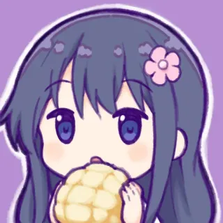 🥐 Anime, Mädchen, Chibi, Süß, Essen, Melonenbrot telegram sticker