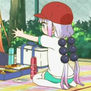🍡 Kanna Miss Kobayashi's Dragon Maid Anime, Kanna, Dragon, Fille, Mignon, Sac à dos, Sortie, Déjeuner telegram sticker