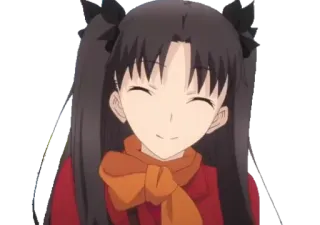 ☺️ Rin Tohsaka Fate/stay night anime, cartoon, smile, happy, cute, girl telegram sticker