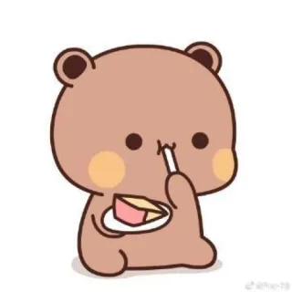 🍄 urso, desenho animado, comida, bolo, sobremesa, fofo telegram sticker