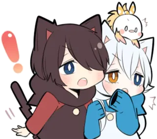❕ Anime, Orejas de gato, Mono, Pegatina, Kawaii, Chibi telegram sticker