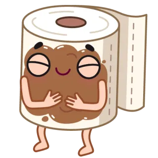 ✨ toilet paper, brown, cartoon, paper, hygiene, bathroom telegram sticker
