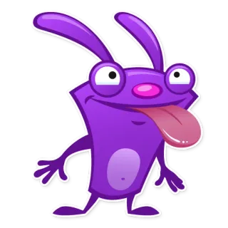 😛 Мультик, Фиолетовый, Существо, Язык, Глупый, Смешной whatsapp sticker