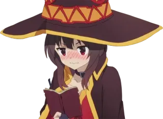 😳 Megumin Konosuba anime, mage, book, wizard, cute, waifu whatsapp sticker