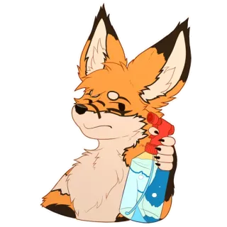 💧 rubah, membersihkan, imut, binatang, kartun telegram sticker
