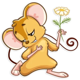 💐 rato, desenho animado, flor, fofo, animal, alegre whatsapp sticker