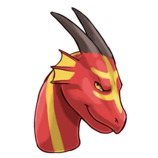 😏 Drache, Fantasy, Rot, Gelb, Tier, Cartoon whatsapp sticker