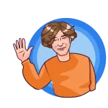 👋 卡通, 挥手, 人, 插图, 友好的, 问候 telegram sticker