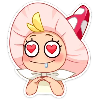 😍 гриб, персонаж, любовь, глаза-сердечки, мультфильм, милый telegram sticker
