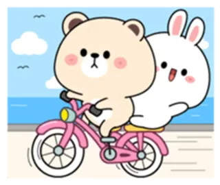 😝 곰, 토끼, 자전거, 귀여운, 만화 telegram sticker
