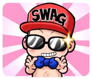 😎 SWAG Swag, Dibujos animados, Personaje, Sombrero, Gafas, Guay, Divertido telegram sticker