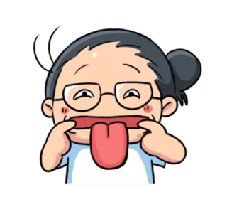 😝 卡通, 女人, 眼镜, 舌头, 搞笑, 脸, 表情 telegram sticker