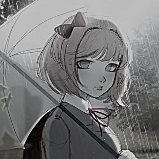 🍓 anime, rain, umbrella, girl, drawing telegram sticker