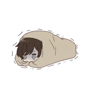 😱 anime, coperta, assonnato, stanco, chibi telegram sticker