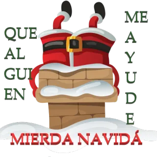 😵 Santa Claus Que al guien me ayude... mierda navidad! Санта, Дымоход, Рождество, Смешной, Застрял, Помощь, Праздник telegram sticker