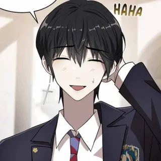 🌑 HAHA anime, character, man, smile, haha telegram sticker