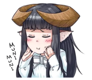 😌 Anime, Mädchen, Hörner, Süß, Kawaii, Illustration, Fantasy, Dämon telegram sticker