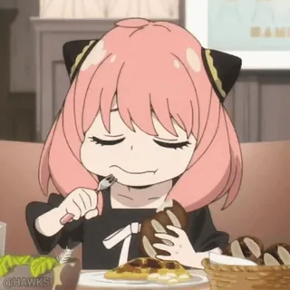 🤤 Anya Forger Spy x Family anime, food, eating, Anya, Spy x Family, cute, breakfast whatsapp sticker