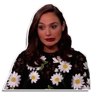 😕 Gal Gadot mulher, celebridade, atriz, Gal Gadot, margarida, flor, rosto whatsapp sticker