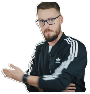 👋 Mann, Brille, Bart, Geste, Porträt, Jacke whatsapp sticker