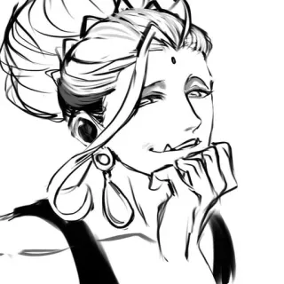 🌟 스케치, 애니메이션, 만화, 캐릭터, 귀걸이, 미소 telegram sticker
