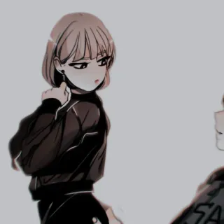 ✖️ Anime Mädchen, Kurze Haare, Cartoon, Sticker, Illustration telegram sticker