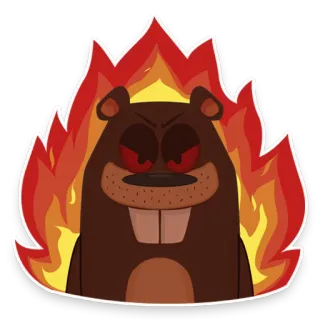 😡 bever, vuur, boos, cartoon, dier telegram sticker