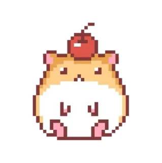 🧡 hamster, cherry, pixel art, cute, animal, sticker telegram sticker