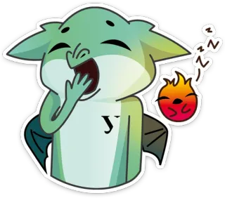 😴 У cartoon, monster, sleepy, cute, yawn, fire whatsapp sticker