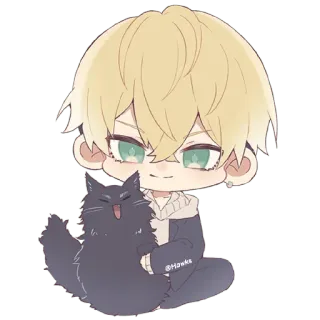 ❤️ @Hawke Anime, Hoạt hình, Mèo, Kawaii, Dễ thương, Chibi telegram sticker