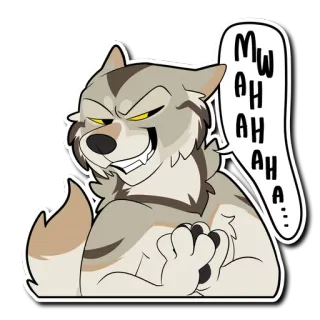 😈 Mw HA HA HA... Lupo, Cartone animato, Animale, Cattivo, Che ride, Malvagio telegram sticker