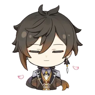 🥰 Zhongli Genshin Impact อนิเมะ, จิบิ, ตัวละคร, วิดีโอเกม, Genshin Impact, จงหลี telegram sticker