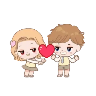 👩‍❤️‍👨 любовь, милый, мультфильм, пара, сердце, романтика telegram sticker