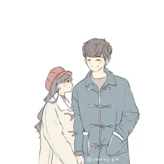 💕 cherry-pie pareja, dibujos animados, lindo, amor, relación, invierno telegram sticker