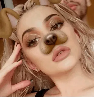 🌿 woman, dog filter, makeup, selfie, portrait telegram sticker