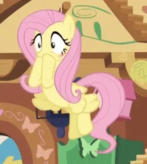 🤭 Fluttershy My Little Pony Kartun, Poni, Lucu, Binatang, Persahabatan, Kuning, Merah muda telegram sticker