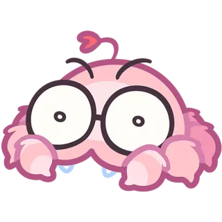 🤓 괴물, 만화, 스티커, 분홍색, 귀여운, 생물, 안경 telegram sticker