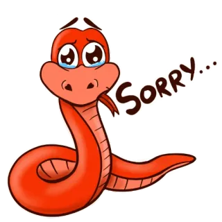 😥 SORRY serpent, excuse, mignon, triste, dessin animé, sticker, animal, reptile whatsapp sticker