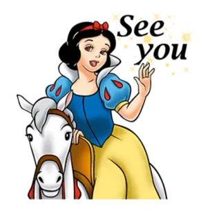 👋 Snow White See you disney, princess, horse, cartoon, fairy tale telegram sticker