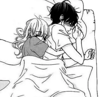 ❤ anime, couple, sleeping, bed, love telegram sticker