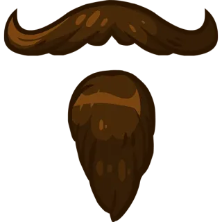 🐻 mustache, beard, brown, hair, facial hair, cartoon telegram sticker