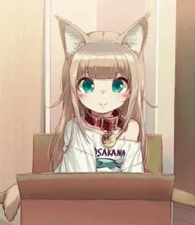 🧡 OSAKANA Anime, Catgirl, Osakana, Kawaii, Pudełko telegram sticker