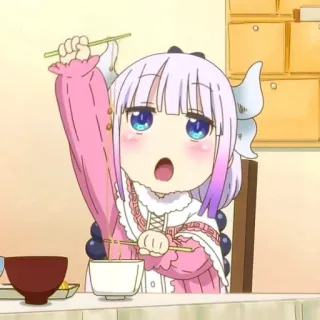🤍 Kanna Kamui Miss Kobayashi's Dragon Maid Anime, Carino, Kanna, Kanna Kamui, Dragon Maid, Cibo telegram sticker