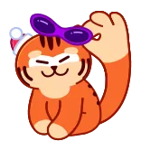 😎 chat, animal, dessin animé, mignon, autocollant, lunettes de soleil, chat orange whatsapp sticker
