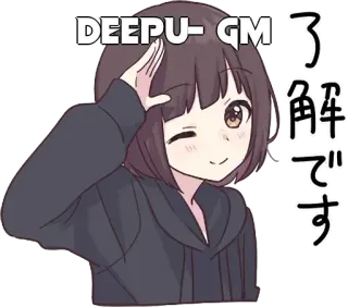 🤔 DEEPU-GM 了解です anime, meisje, groet, Japans, knipoog telegram sticker