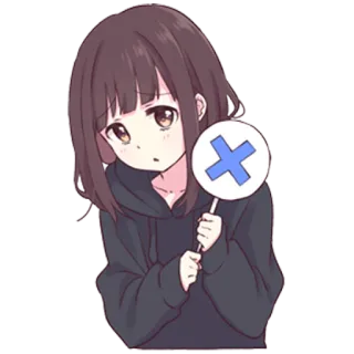 ❌ Anime, Fille, Signe, Non, Incorrect, Croix telegram sticker